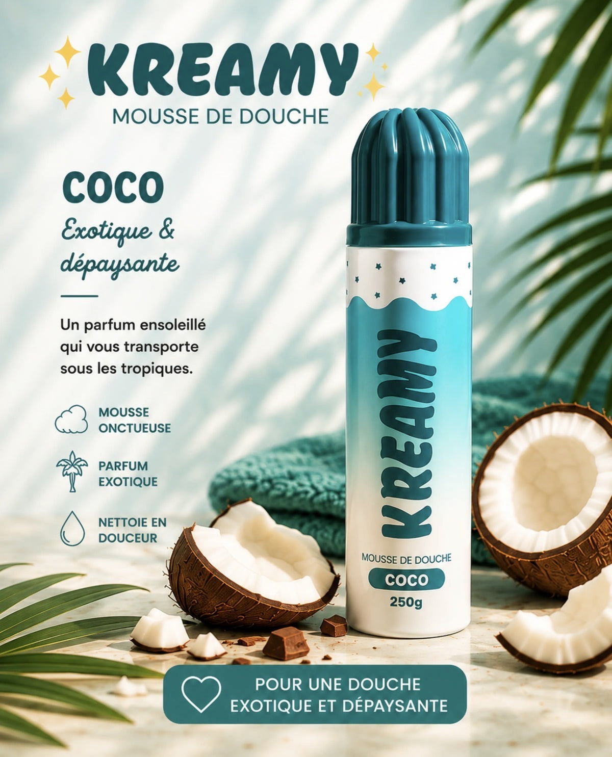 Mousse de douche KREAMY 250 g ( 4 senteurs disponibles)