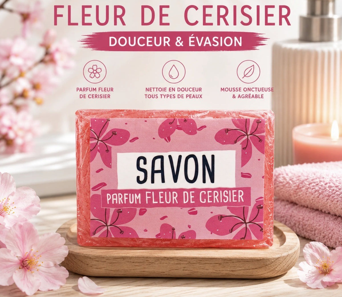 Savon Solide Fleur de Cerisier 100G🌸