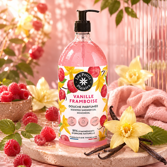 GEL DOUCHE - Vanille Framboise - 91% NATUREL (1 litre)