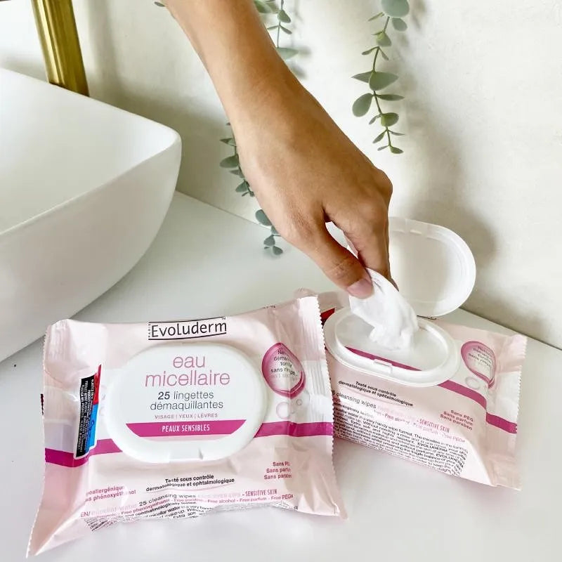 Lingettes Démaquillantes Eau Micellaire - 25 Lingettes - 97% d'Ingrédients d'Origine Naturelle
