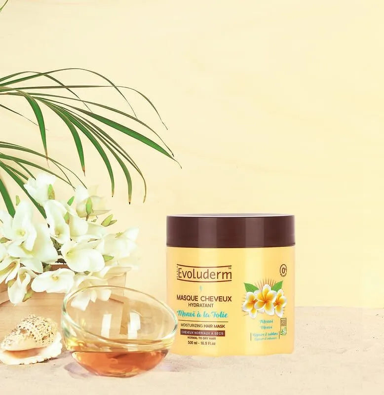 Masque Cheveux Hydratant Monoï à la Folie - 500ml - 99% d'Ingrédients d'Origine Naturelle