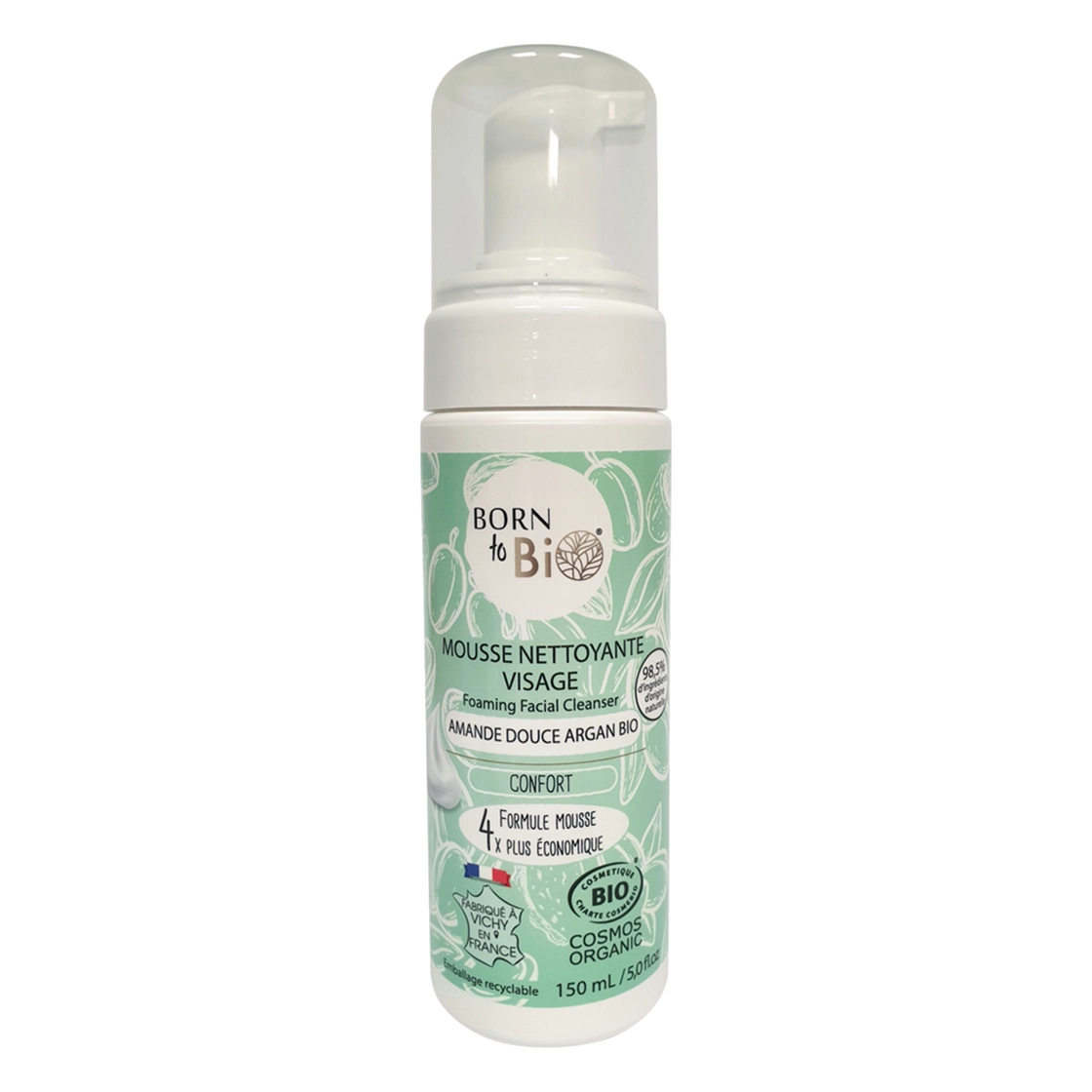 Mousse Nettoyante Visage Amande Douce Argan - Certifiée bio 150ML