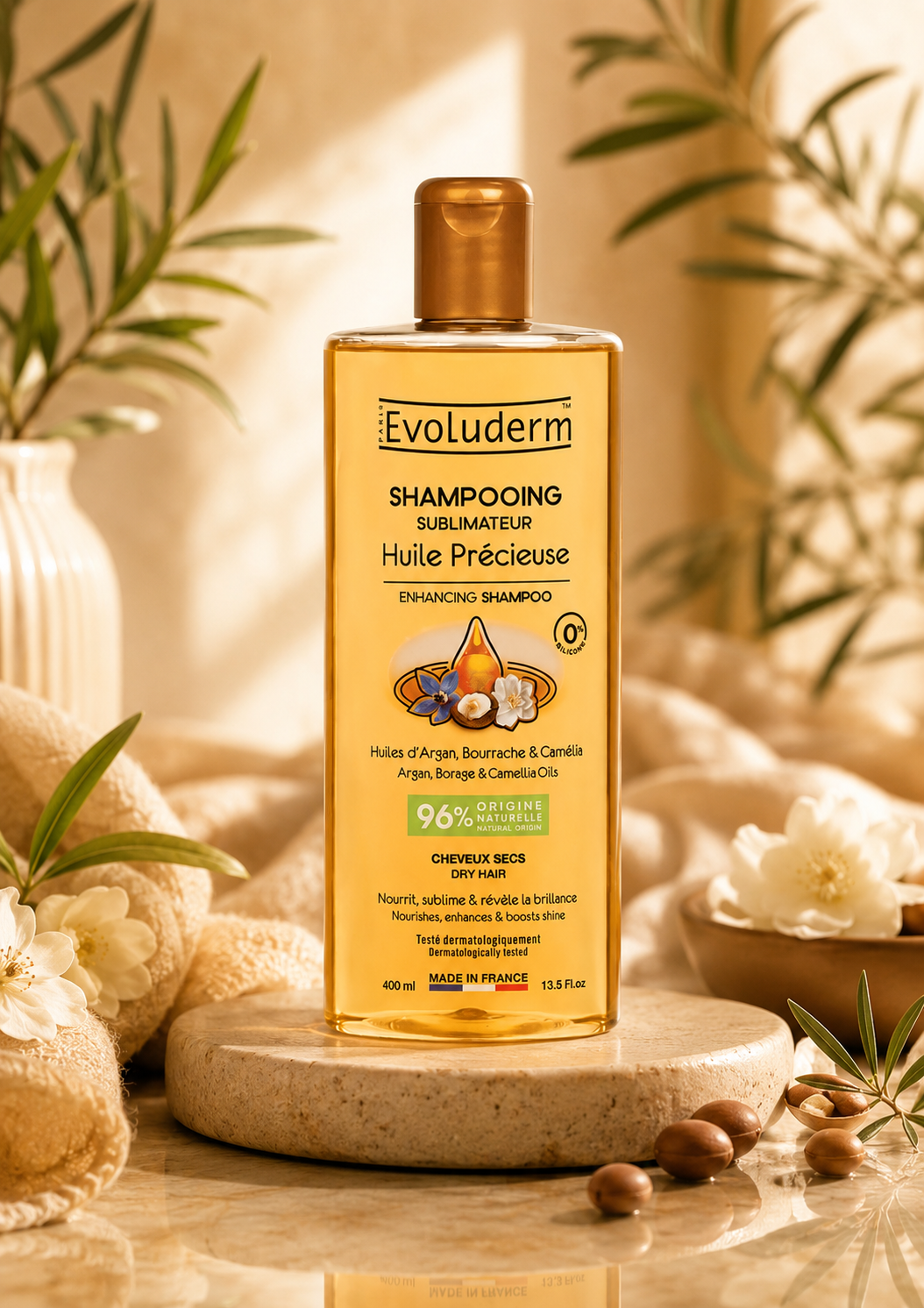 Shampoing Sublimateur Huile Précieuse - 400ml - 96% d'Ingrédients d'Origine Naturelle