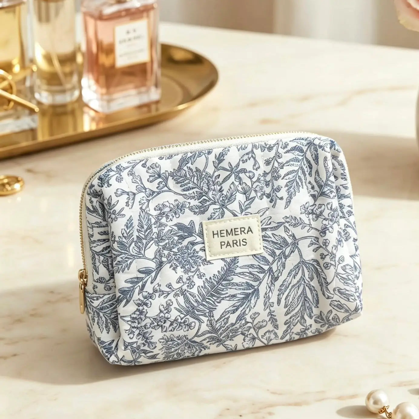 Trousse de maquillage en coton à motif