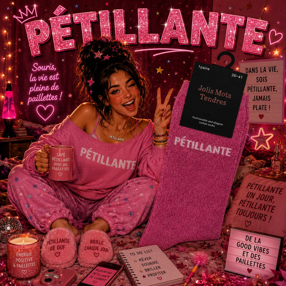 Chaussettes Fun "PETILLANTE" Rose