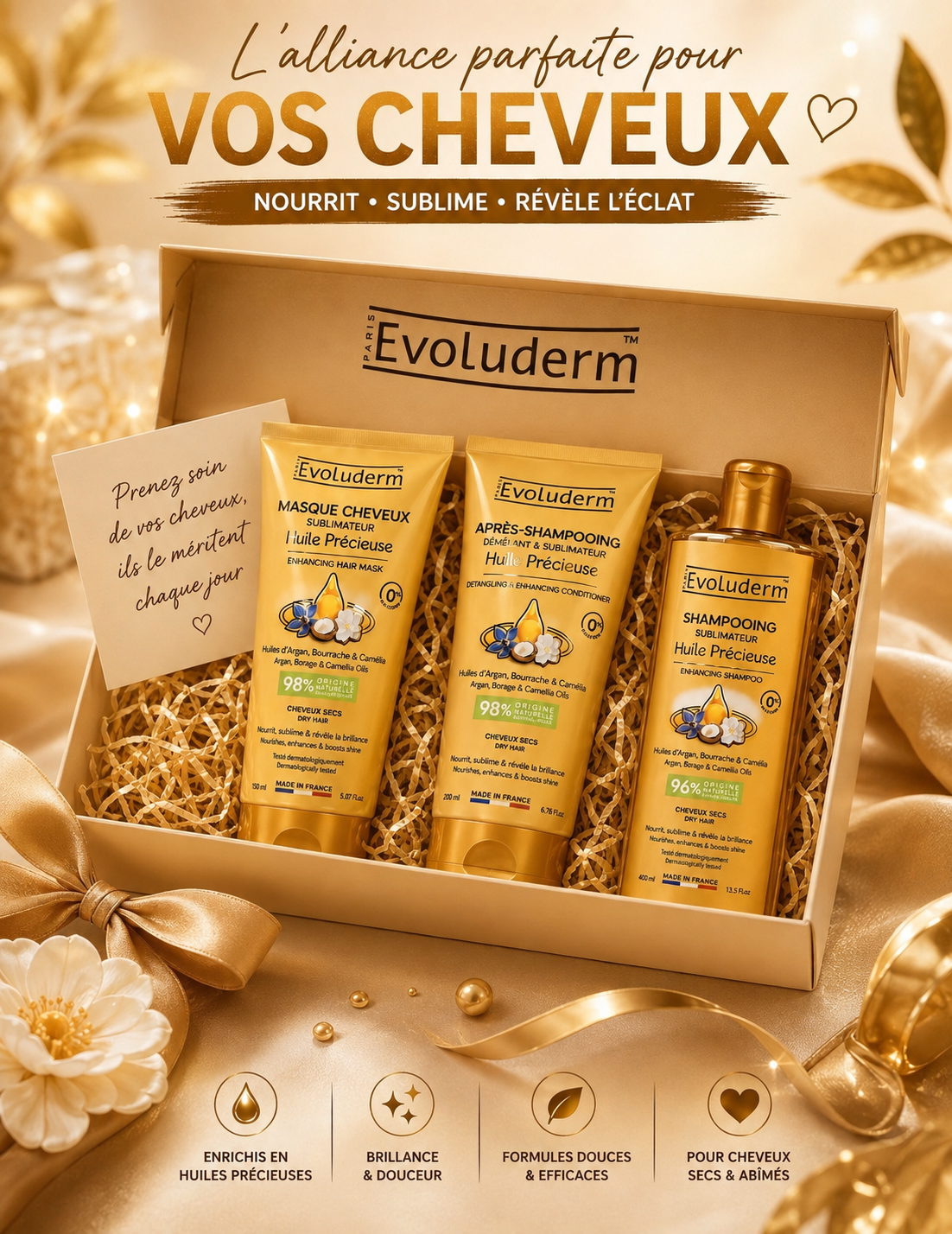 COFFRET HUILE PRECIEUSE-Le rituel pour des cheveux sublimés✨